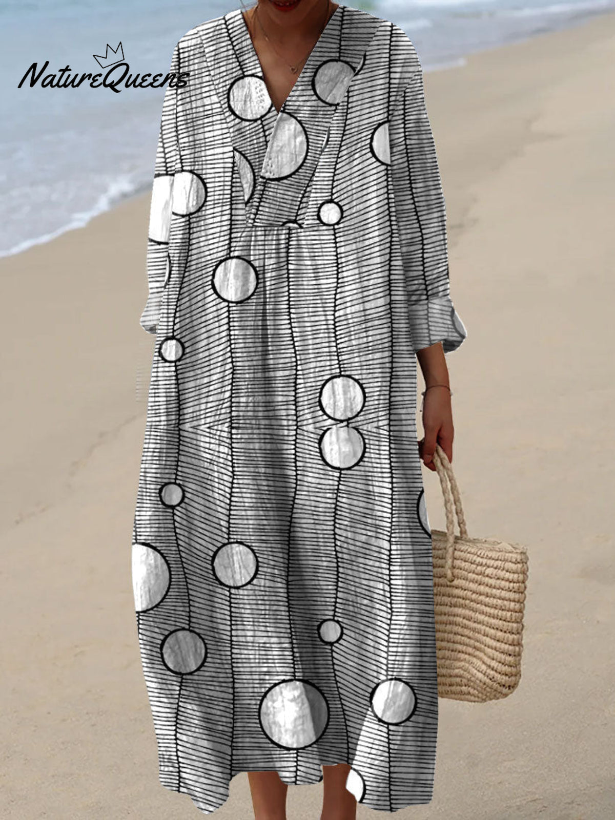 Women's Vintage GeometryArt Print Cotton Dress