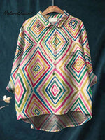 Women'sBOHO Art Print Casual Cotton And Linen Shirt