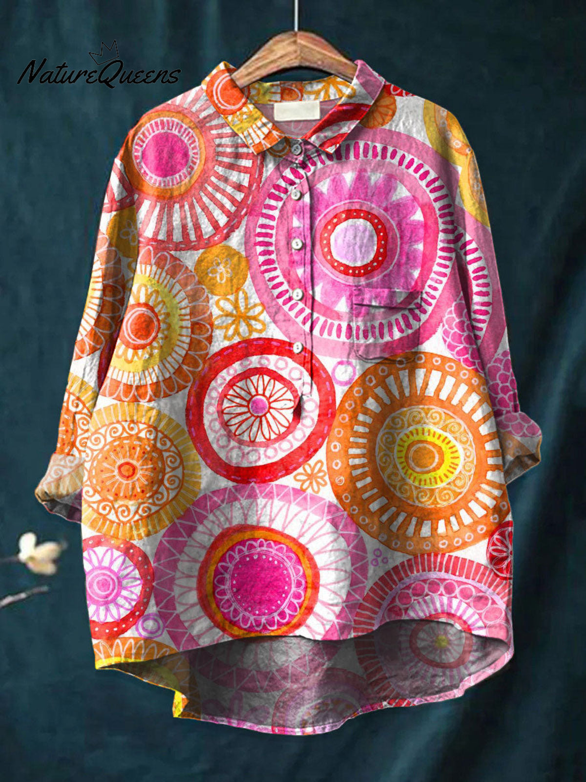Women'sBOHO Art Print Casual Cotton And Linen Shirt