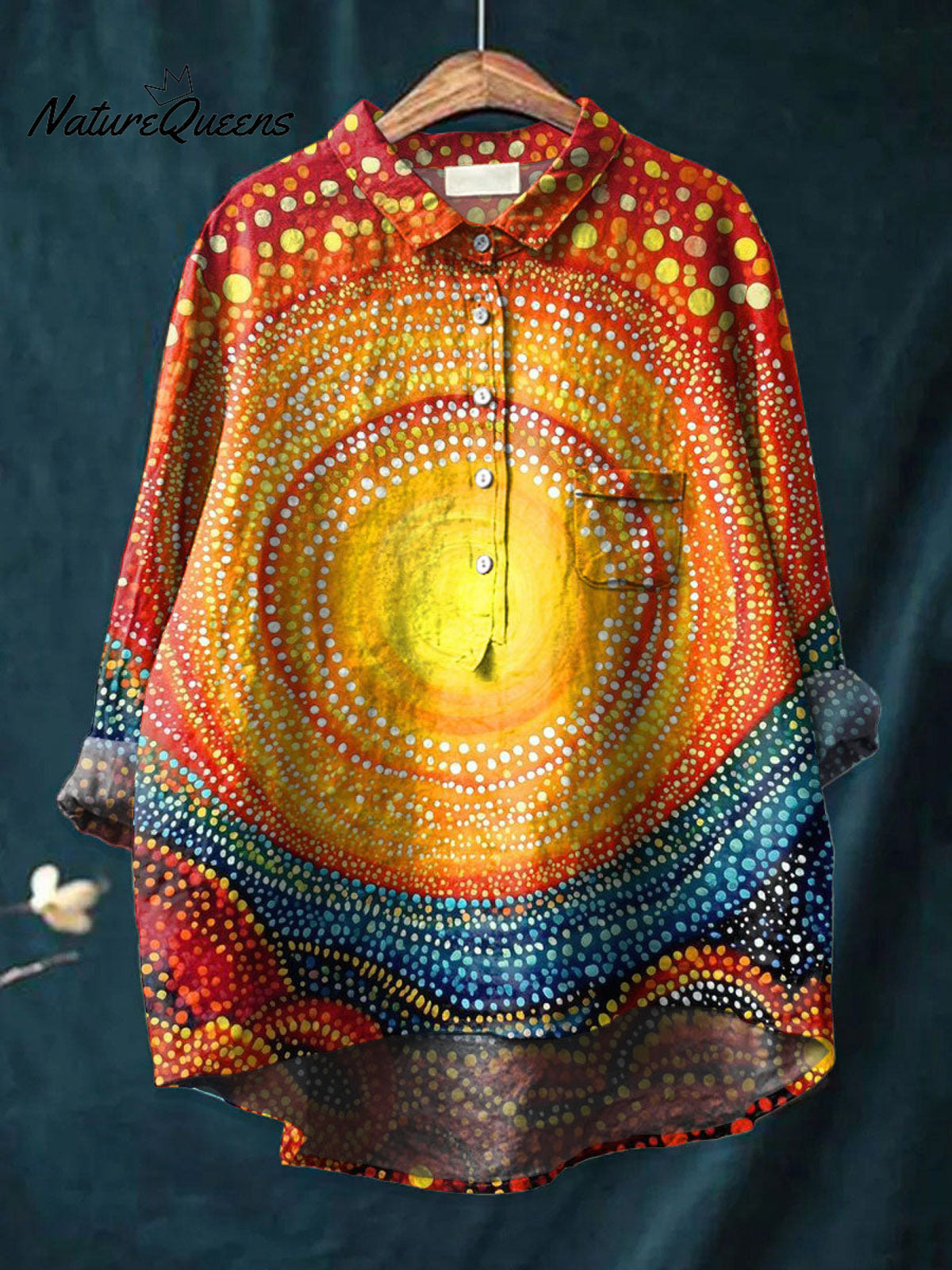 Women'sBOHO Art Print Casual Cotton And Linen Shirt