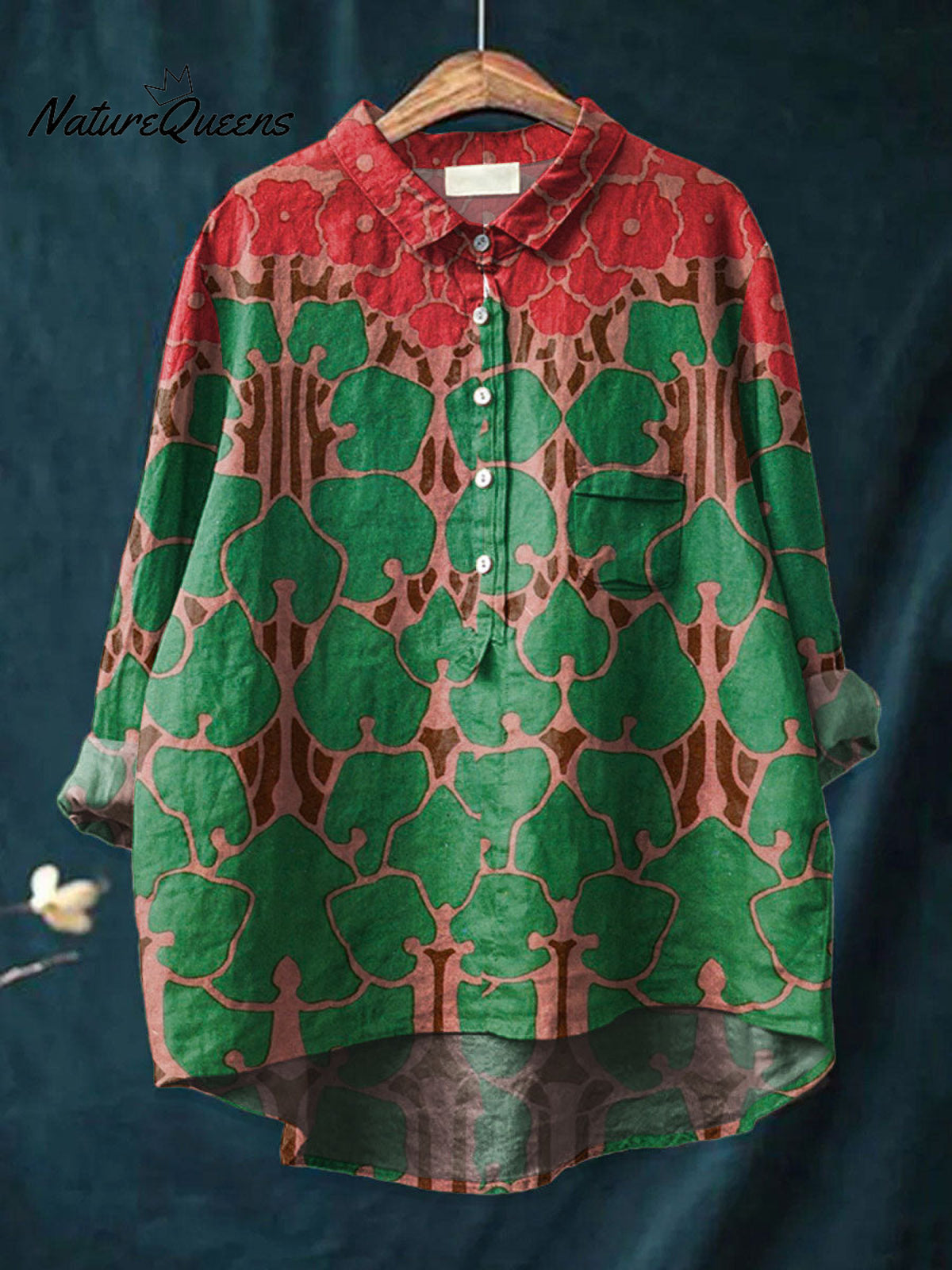 Women'sBOHO Art Print Casual Cotton And Linen Shirt