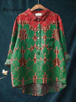 Women'sBOHO Art Print Casual Cotton And Linen Shirt