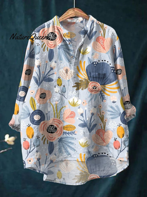 Women's   Florals  Art Print Casual Long Sleeve Comfortable Cotton Shirt