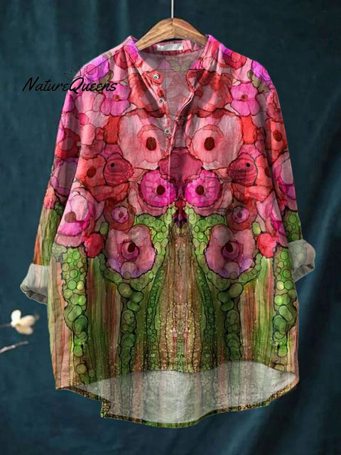 Women's   Florals  Art Print Casual Long Sleeve Comfortable Cotton Shirt