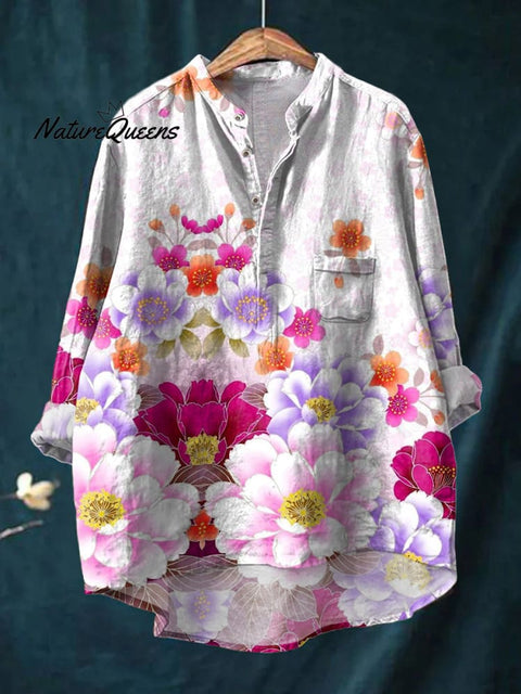 Women's   Florals  Art Print Casual Long Sleeve Comfortable Cotton Shirt