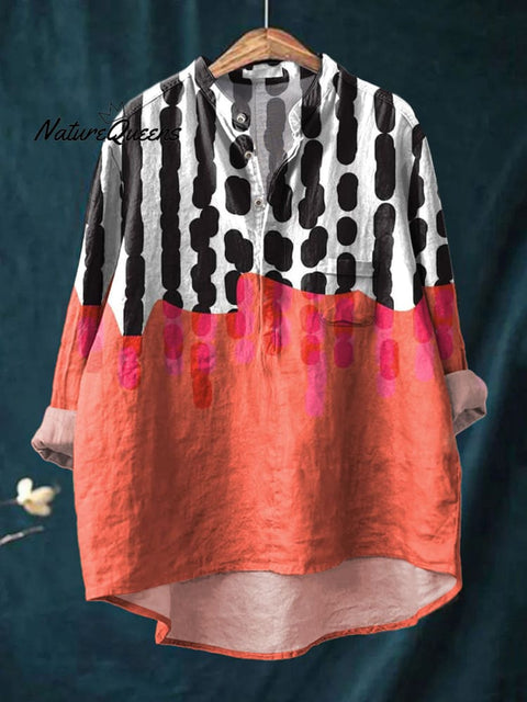 Women's   Modern Abstract  Art Print Casual Long Sleeve Comfortable Cotton Shirt