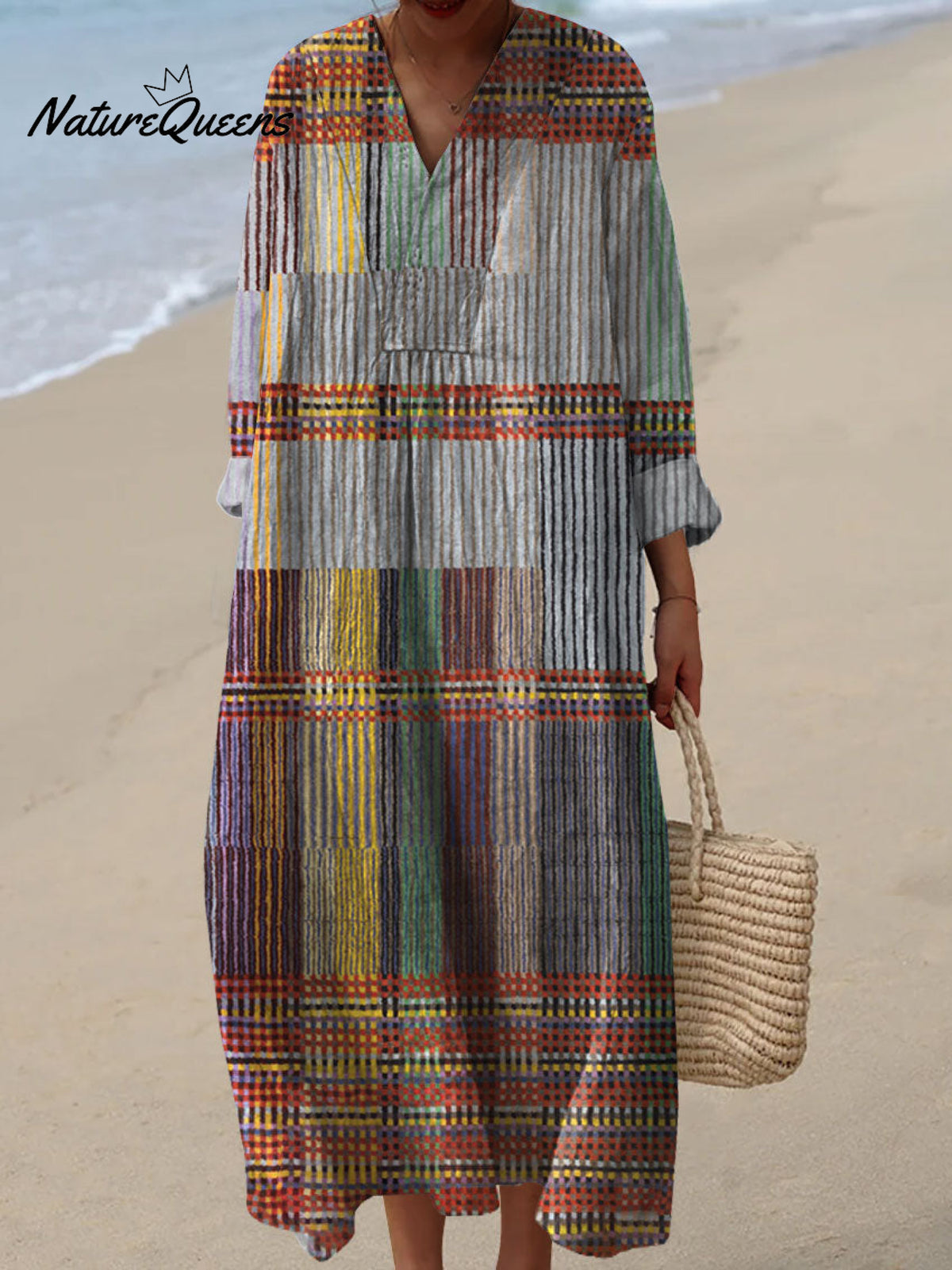 Women's Vintage Boho Geometry Art Print Casual Dress