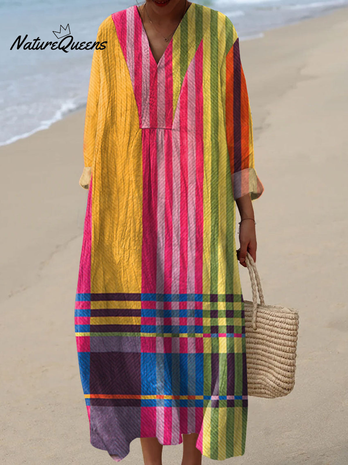 Women's Vintage Boho Geometry Art Print Casual Dress