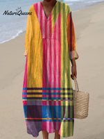 Women's Vintage Boho Geometry Art Print Casual Dress