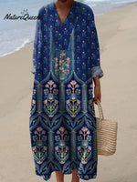 Women's Vinage Boho Art Print Dress