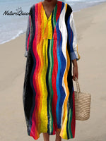 Women's Vintage Geometric Art Print Dress