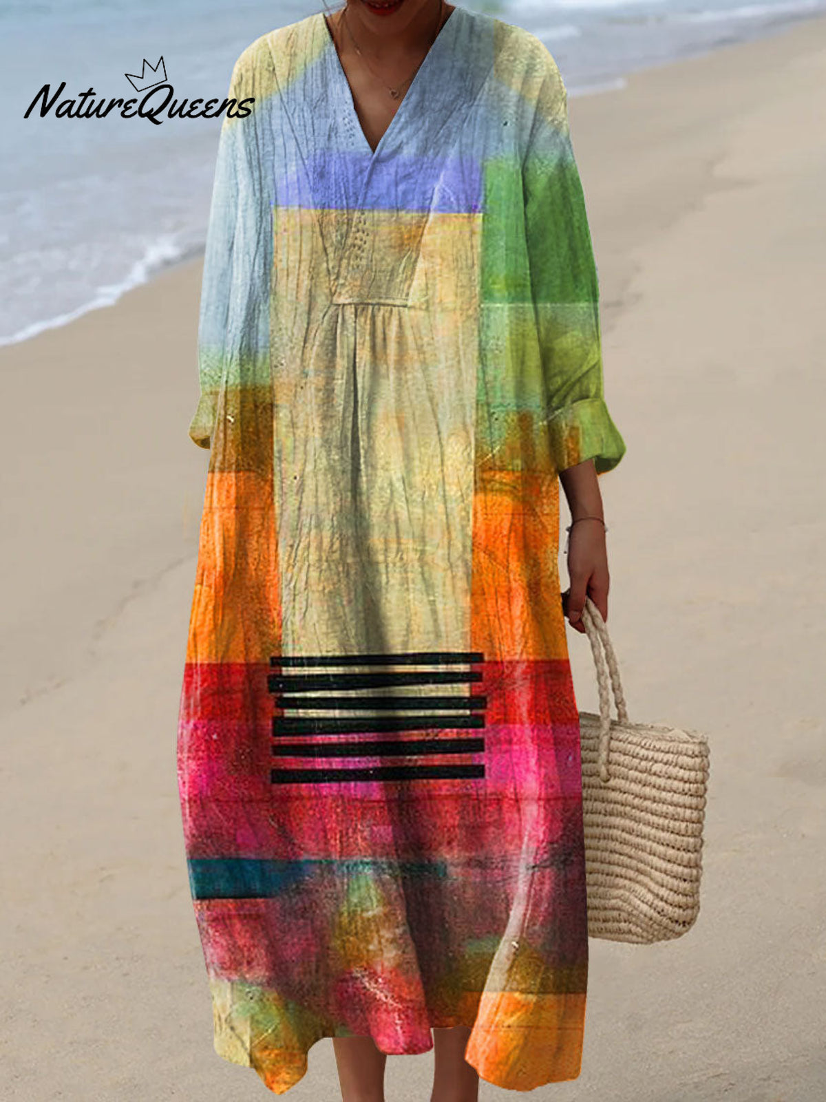 Women's Vintage Geometric Art Print Dress