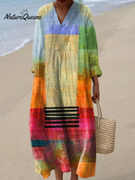 Women's Vintage Geometric Art Print Dress