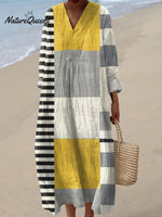 Women's Vintage Abstract Geometry Art Print Dress