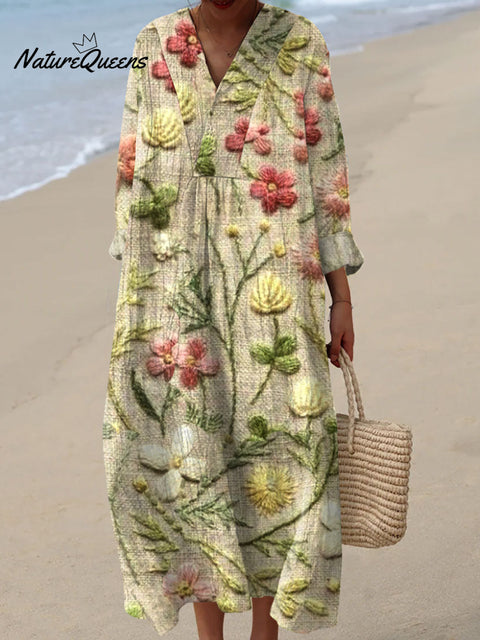 Women's Embroidered Floral Pattern  Print Dress