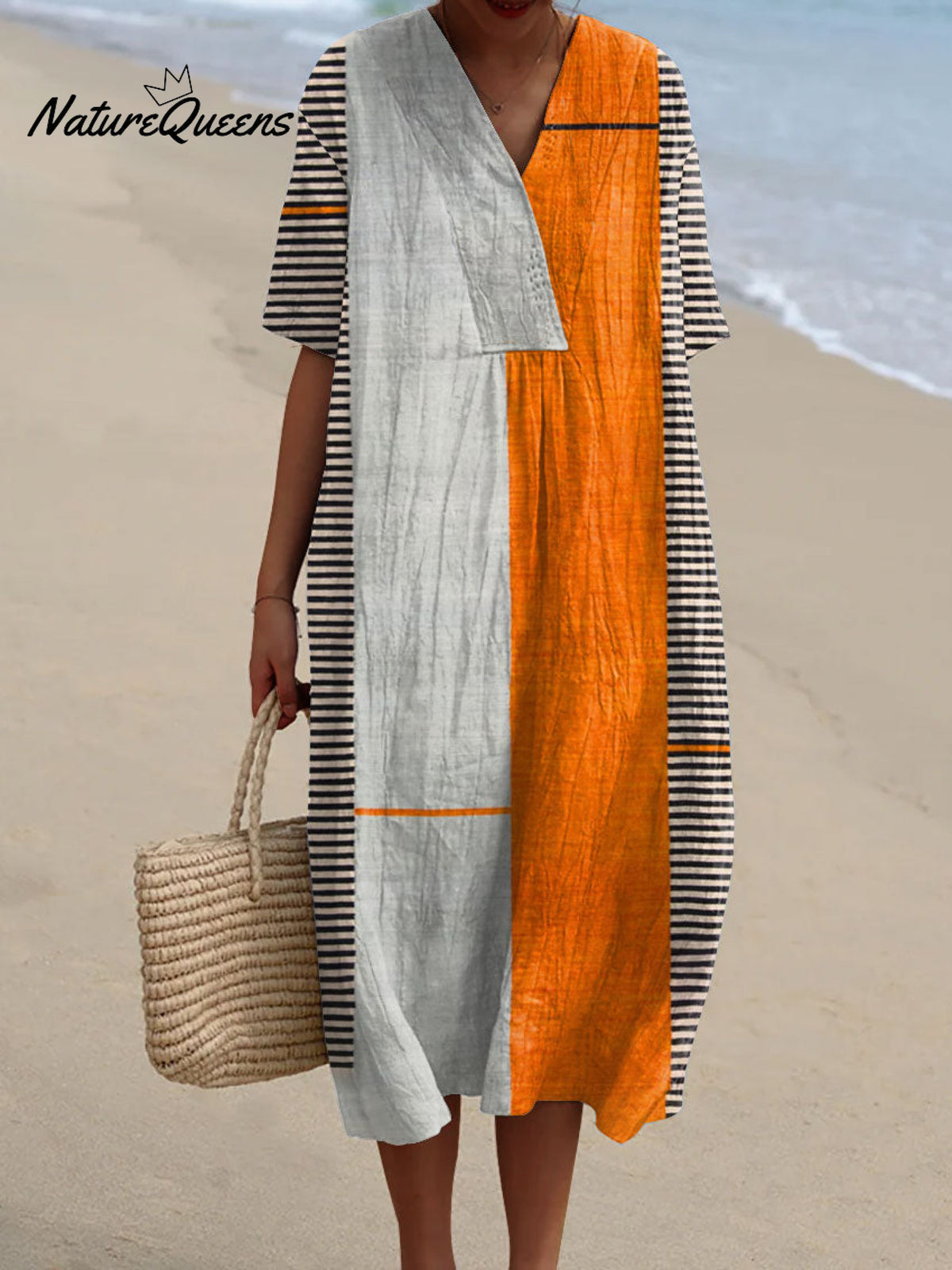 Women's Vintage Abstract Geometric Art PrintFlowy Dress