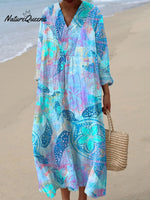 Women's Leisure Vacation Vintage Turtle Art Print Dress