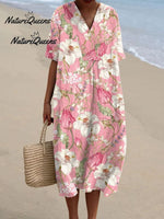 Women Vintage Flowers Art Print Loose Top Peter Pan Collar Half Sleeve Blouses