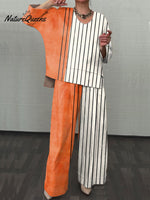 Women's Vintage Abstract Geometric Art Print Casual Two-piece Sets