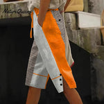 Women's Vintage Abstract Geometric Art Print Cotton And Linen Casual Pants