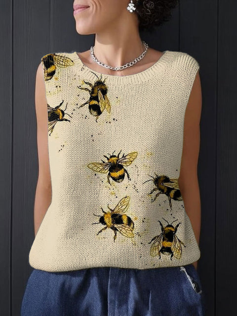 Women's Funny Bee  Art Print Casual Summer Knitting Top