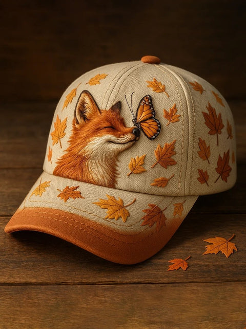 Cute  Fox Art  Print Casual Hats