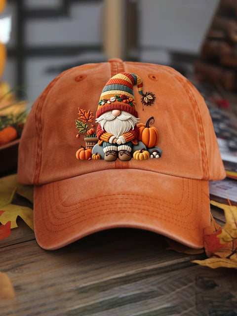Autumn  Dwarf Pumpkin Art  Print Casual Hats