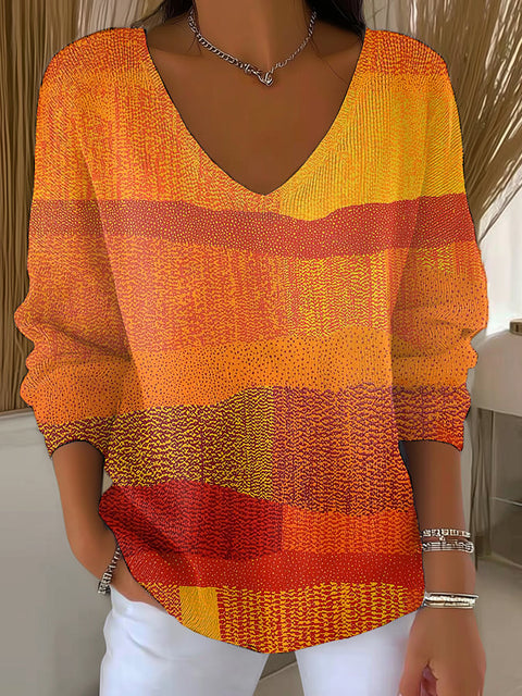 Women's Autumn Gradient    Art Print Casual Pullover Sweater