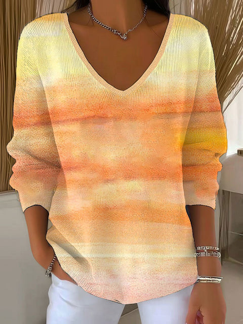 Women's Autumn Gradient    Art Print Casual Pullover Sweater