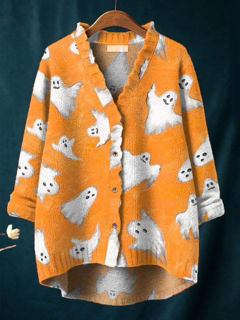 Women's Ghost Art Print Casual Pullover Sweater