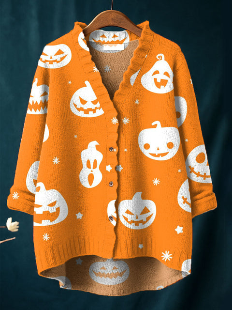 Women's  Pumpkin  Art Print Casual Pullover Sweater