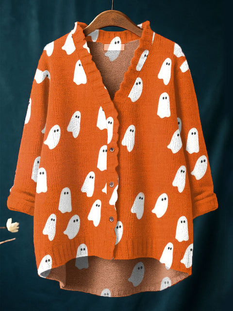 Women's Ghost Art Print Casual Pullover Sweater