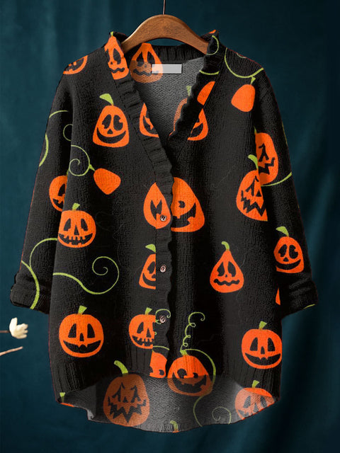 Women's  Pumpkin  Art Print Casual Pullover Sweater