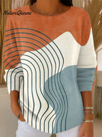 Women's Vintage Abstract Geometric Art Print Casual Pullover Sweater