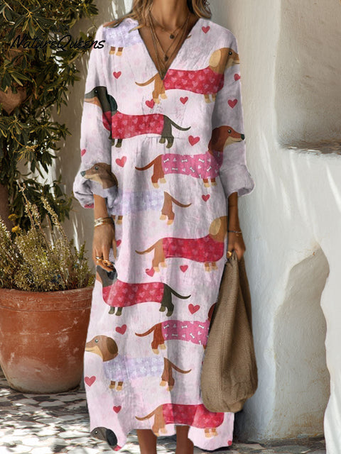 Women's Funny Dachshund Art Print Dress