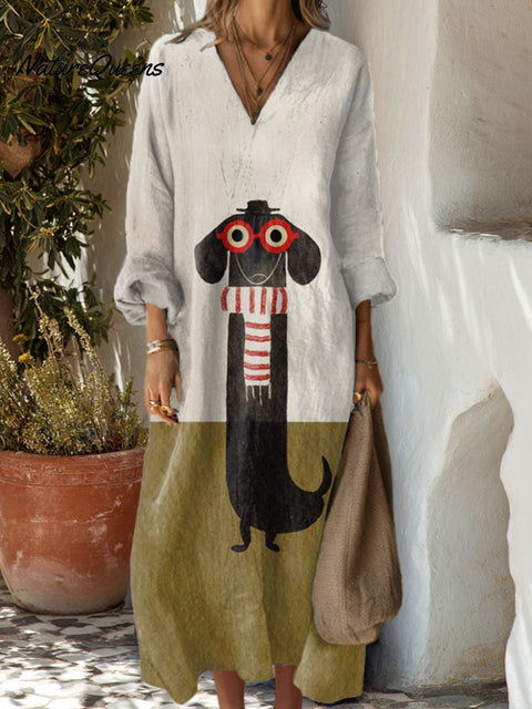 Women's Funny Dachshund Art Print Dress