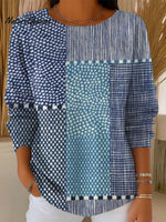 Women'sVintage Abstract Geometry Art Print Casual Pullover Sweater