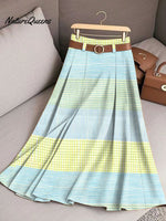 Women's VintageAbstract Geometry Art Print Cotton Skirt