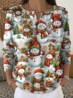 VintageChristmas Snowman Art Print Buttoned Cardigan Sweater