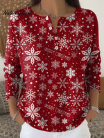 VintageChristmas Snowflake Art Print Buttoned Cardigan Sweater