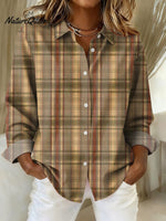 Women'sVintagePlaid Art Print Casual Cotton Shirt