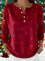 Vintage ChristmasArt Print Buttoned Cardigan Sweater