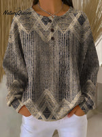 Women'sVintage Abstract Geometric Art PrintCasual Cotton Shirt