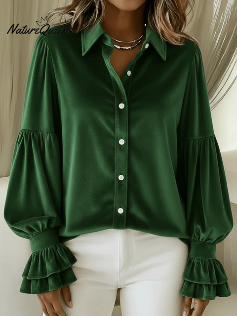 Women's Velvet Balloon Sleeve Shirt