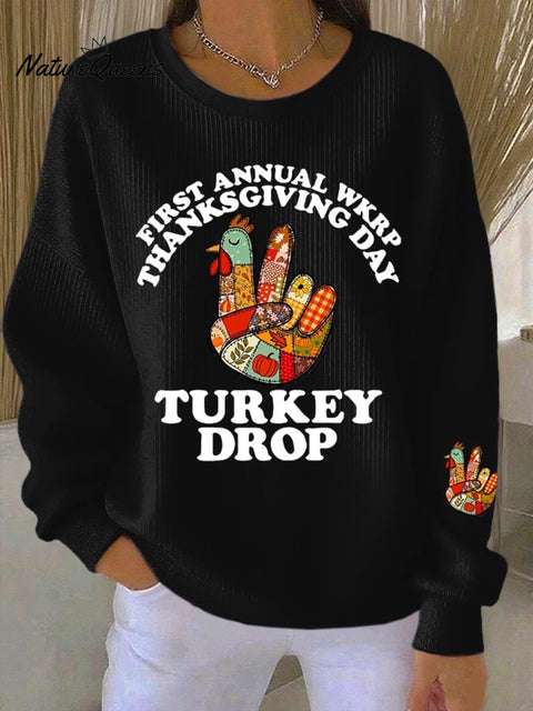 Women's Thanksgiving Turkey Print Casual Sweatshirt