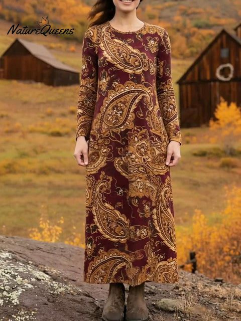 Women's Perris Print Pocket Stretch Dress Rum