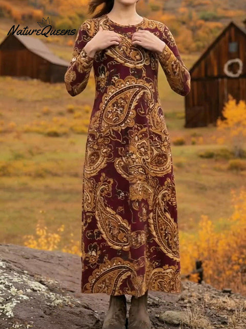 Women's Perris Print Pocket Stretch Dress Rum