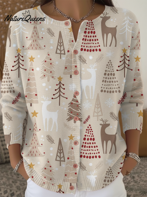Women's Soft Cedar Elk Button Sweater Cardigan