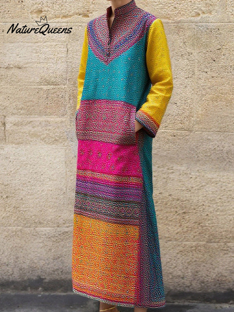 Women's Retro Printed Maxi Dress