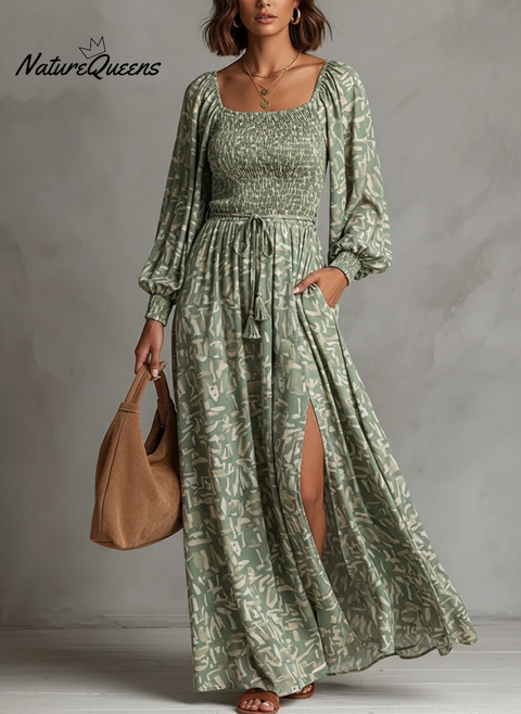 Sage Green Smocked Maxi Dress